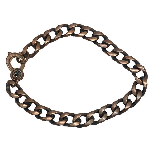 Vintage Solid Copper Marked Curb Link Chain Bracelet 7.5"L - Picture 4 of 4
